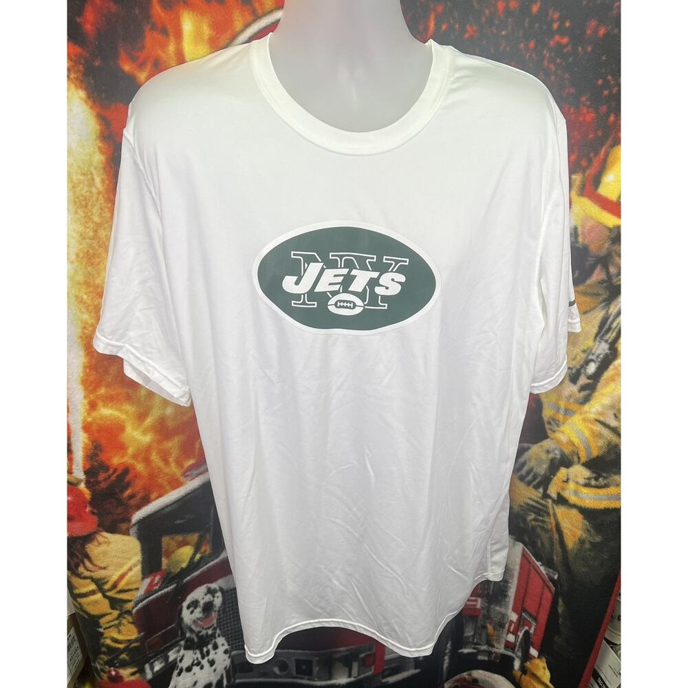 Vintage‎ New York Jets Nike Dri-Fit White T-Shirt Adult 2XL 90's NFL
